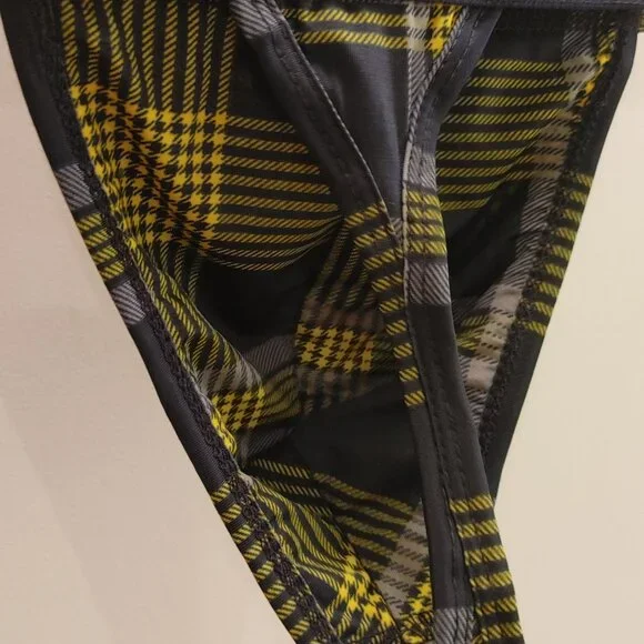 Papi Navy & Yellow Plaid Thong - Small - Picture 4 of 5